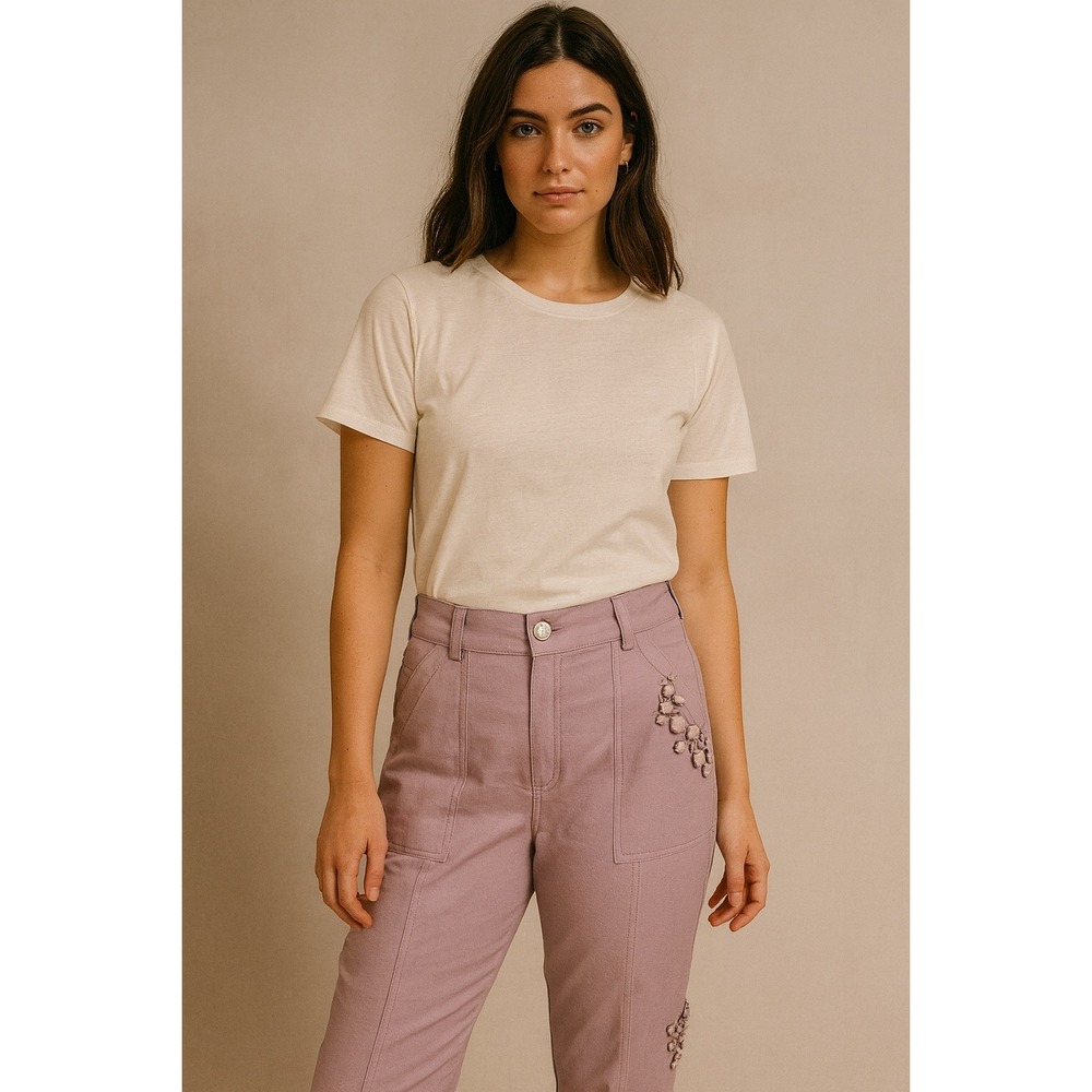 Pilcro Pants The Wanderer Jeweled Relaxed Leg Mid Rise Womens Lilac Size 32 NWT
